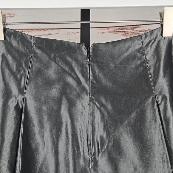 Vintage Y2K Scott McClintock Maxi Skirt Taffeta Shiny Silver Size 10 - Picture 5 of 6